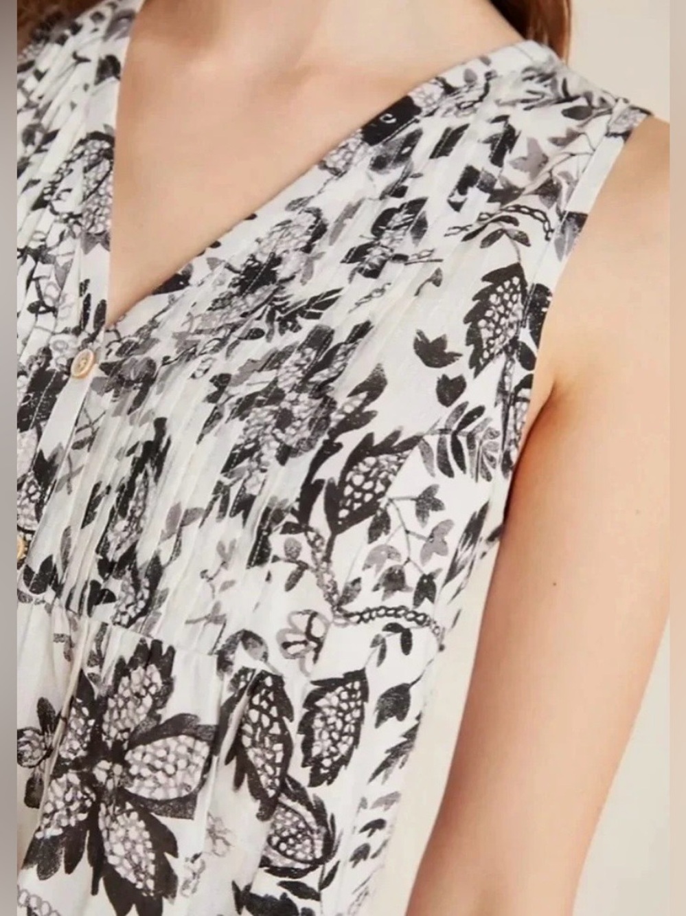 Anthropologie Maeve Bailee Button Down Pleated Top - Picture 3 of 8